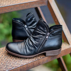 BELVURA™ - Bottines en cuir avec détail fermeture éclair